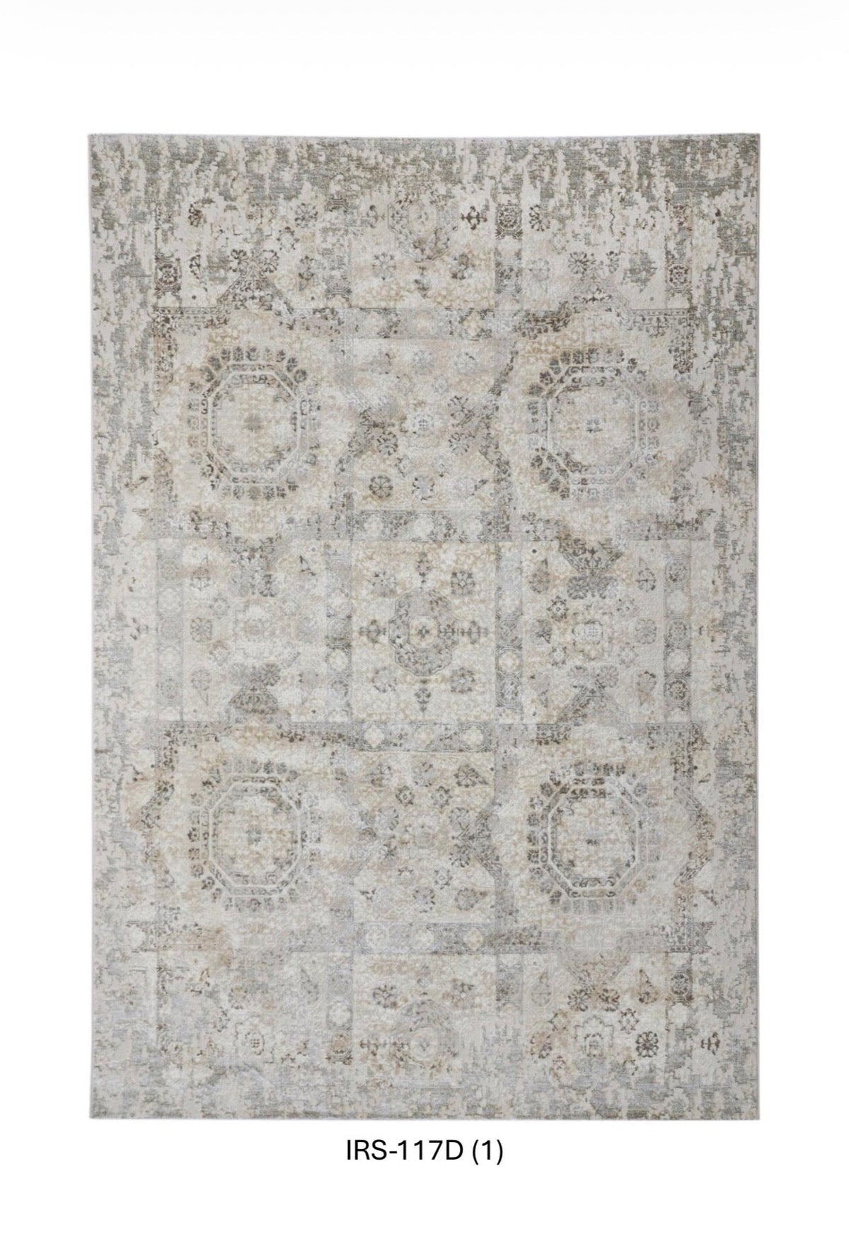 Grey & Beige Abstract Viscose Area Rug with Anti-Skid Backing