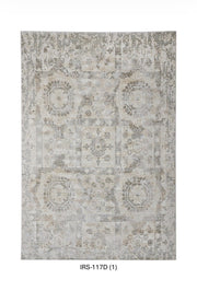 Grey & Beige Abstract Viscose Area Rug with Anti-Skid Backing