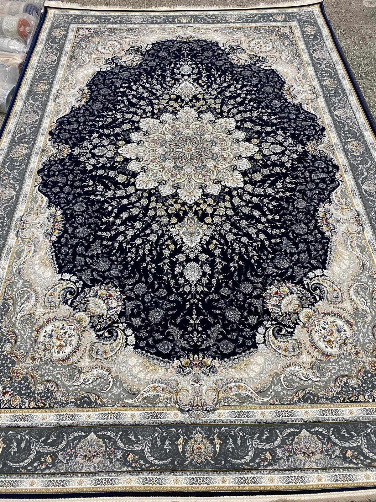Elnaz Iranian Imported Navy Blue Rug