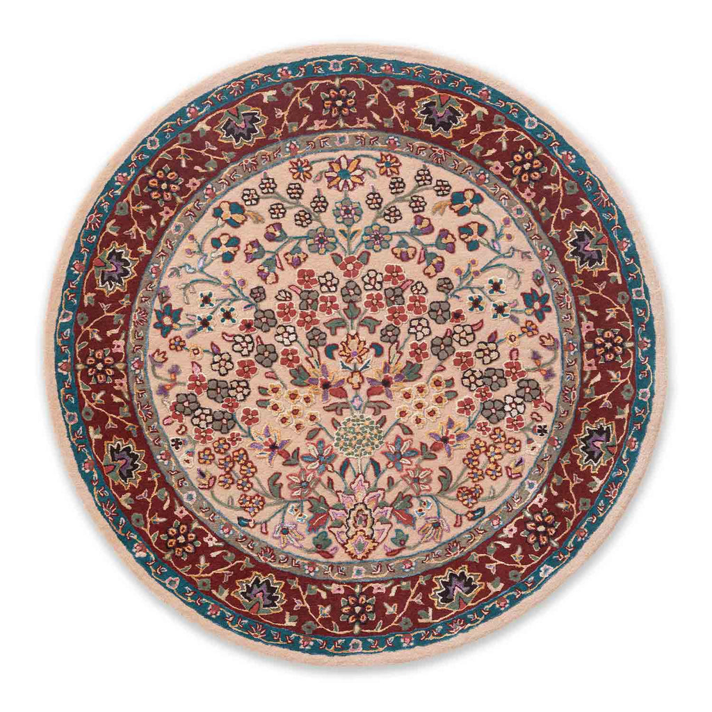 Yasmeen Peach Traditional Hand Tufted Round Plush New Zealand Wool Rug