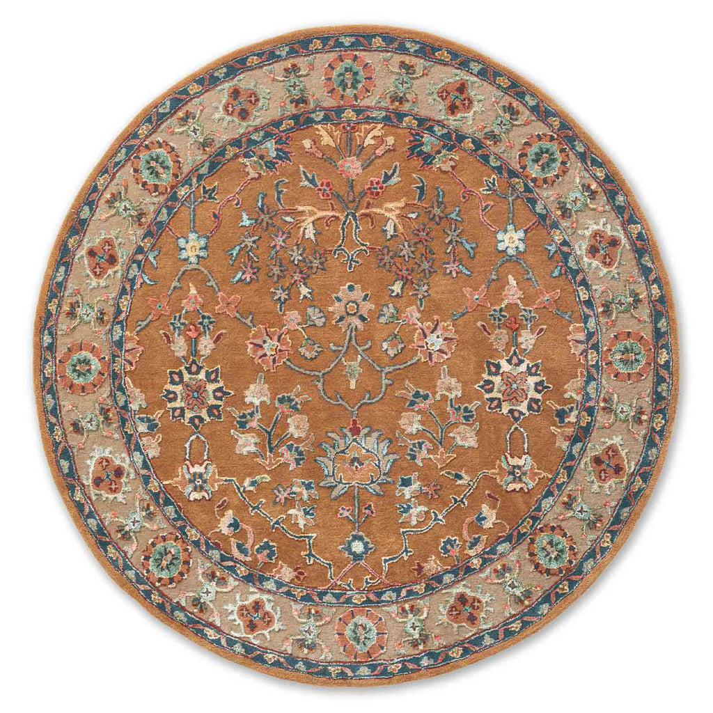 Parsa Rust Traditional Hand Tufted Round Plush New Zealand Wool Rug