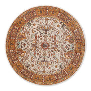 Negin Beige & Rust Traditional Hand Tufted Round Plush New Zealand Wool Rug