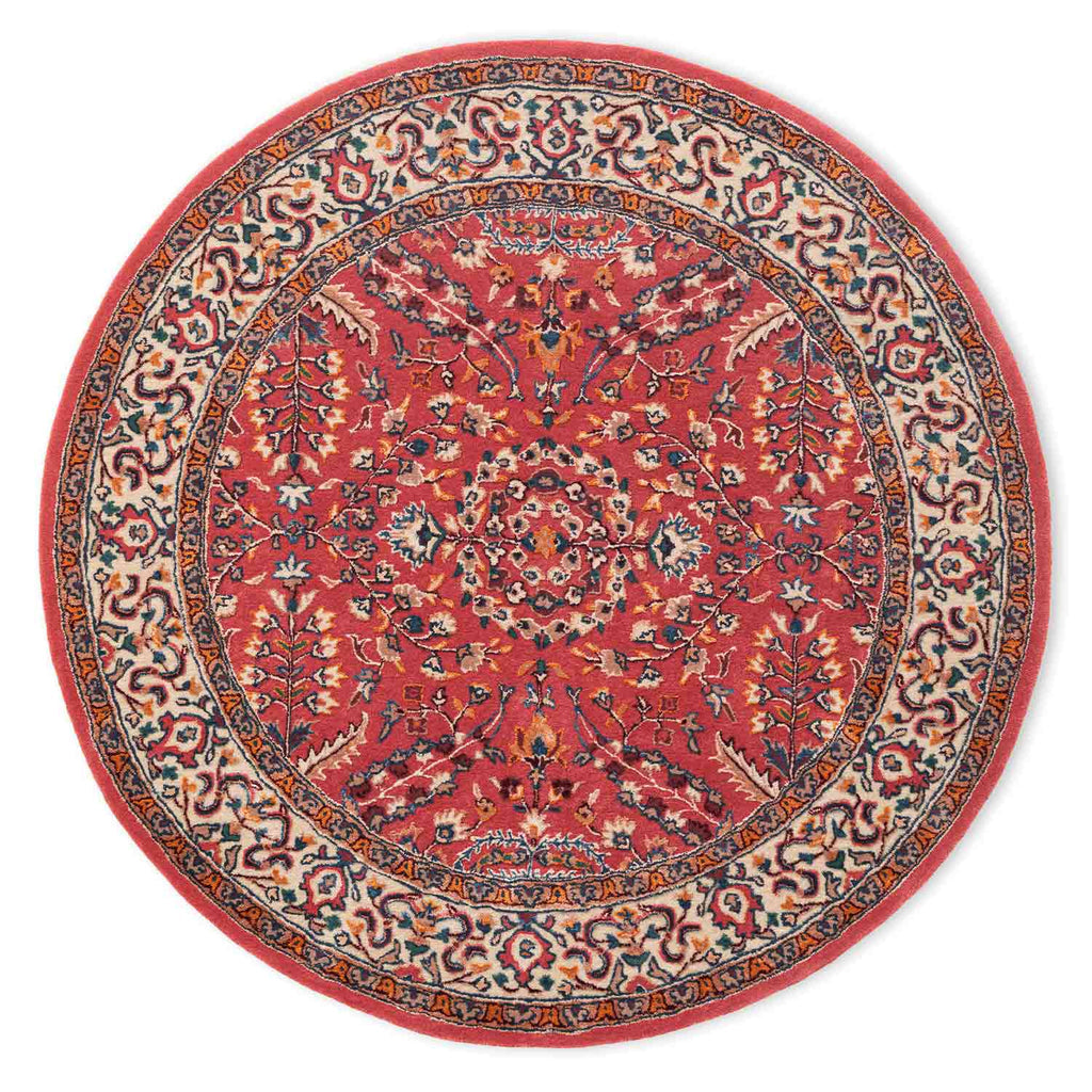 Zida Peach Traditional Hand Tufted Round Plush New Zealand Wool Rug