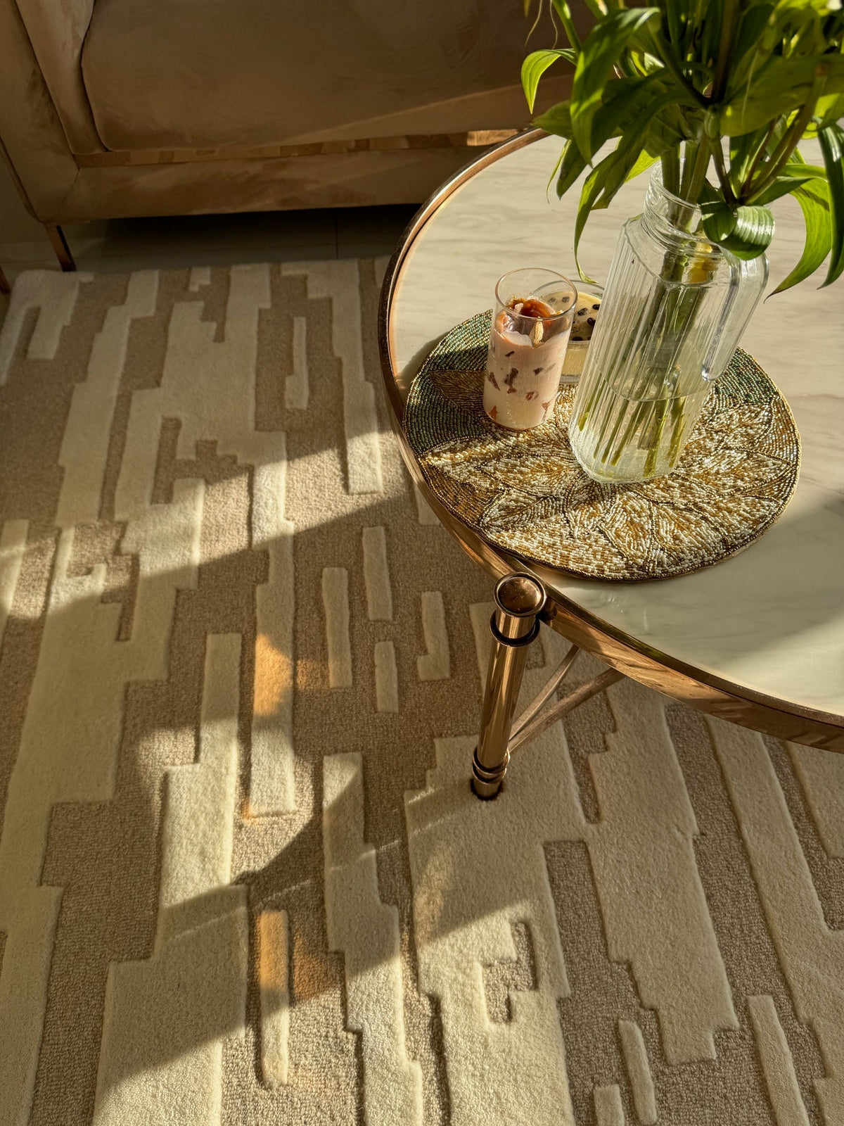 Uneven New Zealand Wool Irregular Shaped Rug