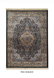 Black & Gold Tabriz Floral Persian Silk Carpet