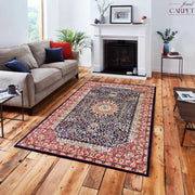 Navy Blue Persian Wool Anti Skid Heavy Rug