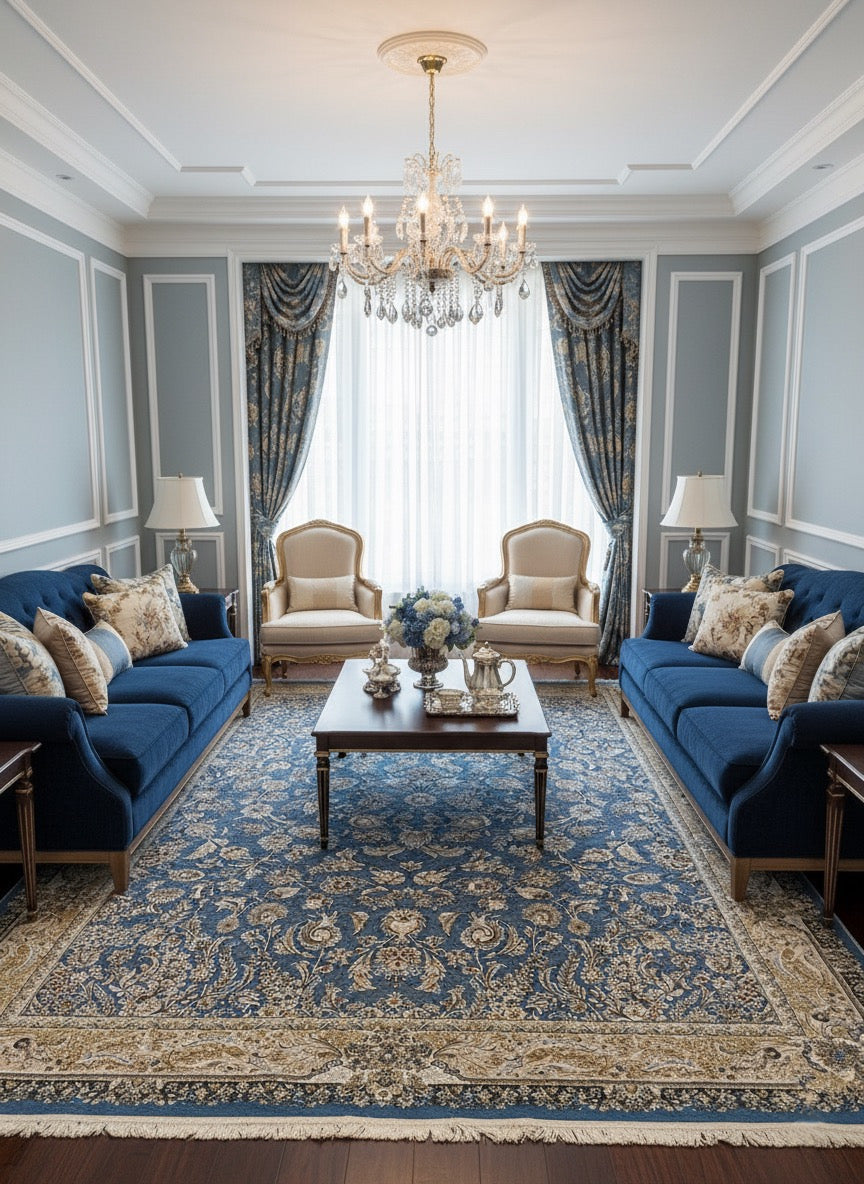 Delaram Iranian Imported Blue Rug