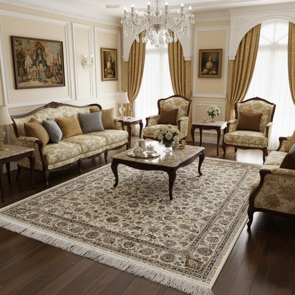 Mahnoor Iranian Imported White Rug