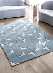 Blue Hand Tufted Wool Carpet