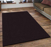Hand Tufted Dark Brown Geometric Wool Carpet