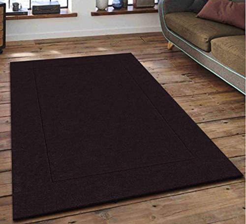 Hand Tufted Dark Brown Geometric Wool Carpet