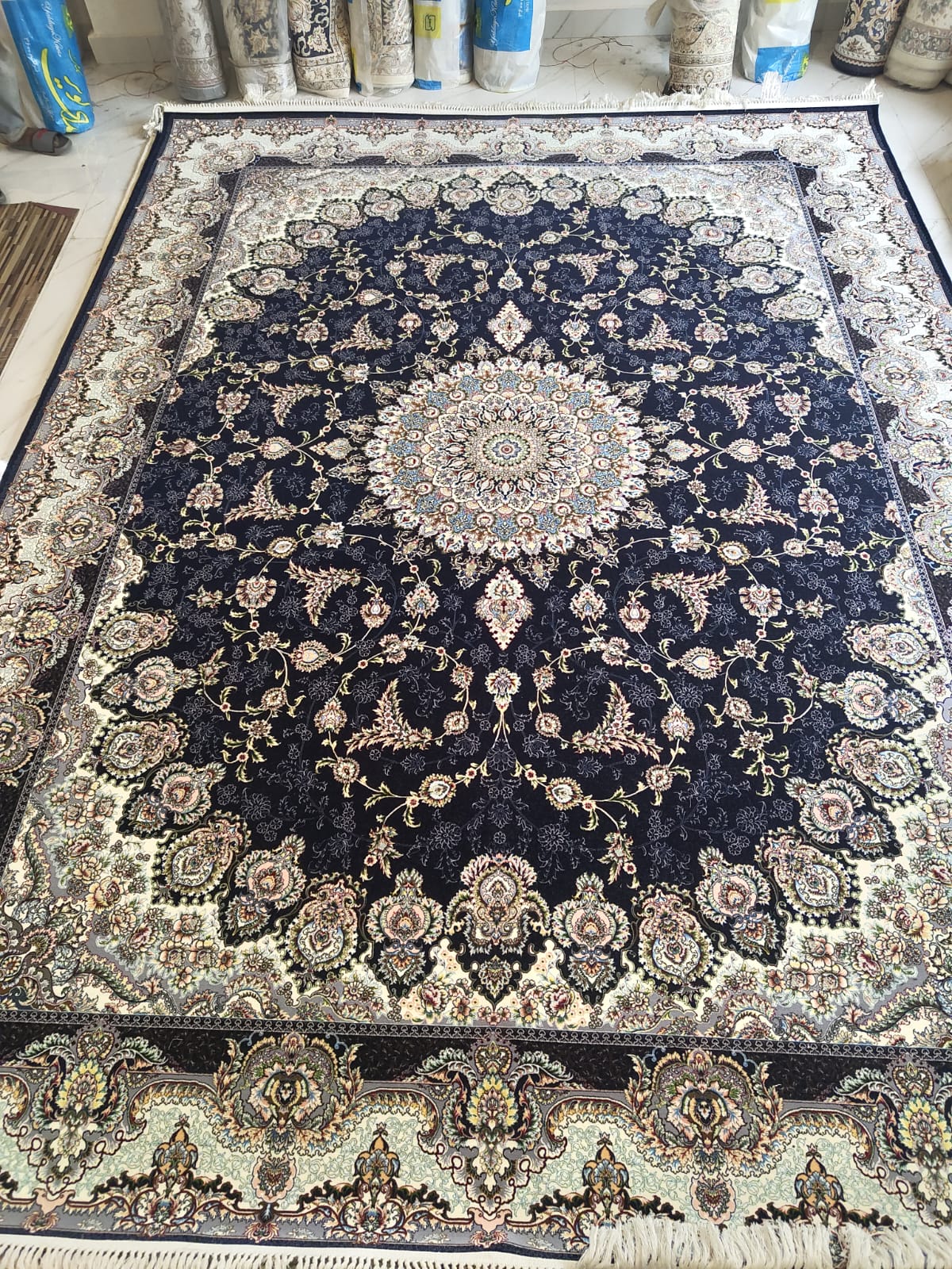 Zabab Iranian Imported White Rug