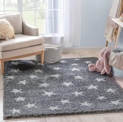 Handcrafted Dark Grey Little Hearts Shaggy Carpet