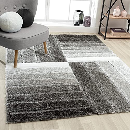 Handcrafted Grey Multi Coloured 3D Edge Shaggy Carpet