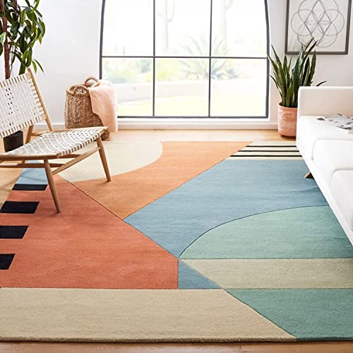 Hand Tufted Multi Coloured Abstract Wool Carpet