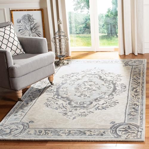 Cream & Gray Persian Hand Tufted Wool Carpet