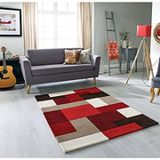 Red & Maroon Cubes Hand Tufted Wool Carpet