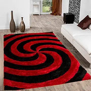 Handcrafted Red & Black Tornado Shaggy Carpet