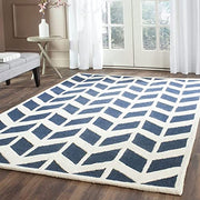 Blue & White Hand Tufted Wool Carpet