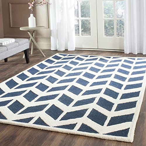 Blue & White Hand Tufted Wool Carpet