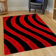 Handcrafted Red & Black Shaggy Carpet
