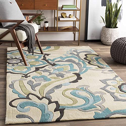 Ivory Multi Coloured Handmade Floral Woolen Carpet