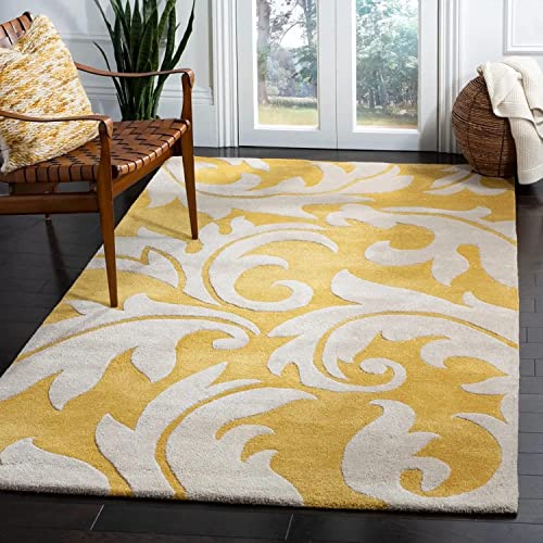 Yellow & Cream Hand Tufted Abstract Wool Rug