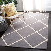 Grey Geometric Wool Hand Tufted Carpet