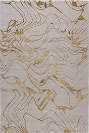 Beige and Gold Hand Tufted Wool Carpet