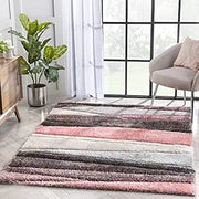 Handcrafted Peach & Charcoal Shaggy Carpet