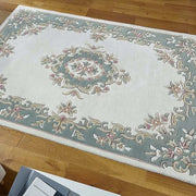 Light Green Persian Hand Tufted Wool Carpet