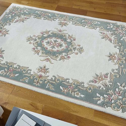 Light Green Persian Hand Tufted Wool Carpet