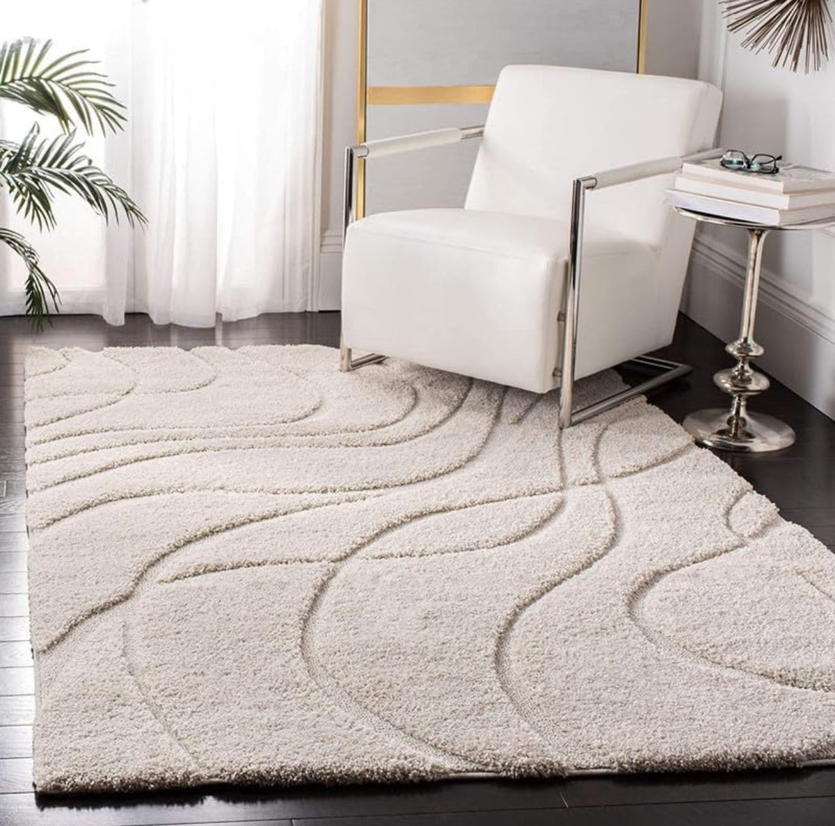 Handcrafted Ivory Shaggy Carpet