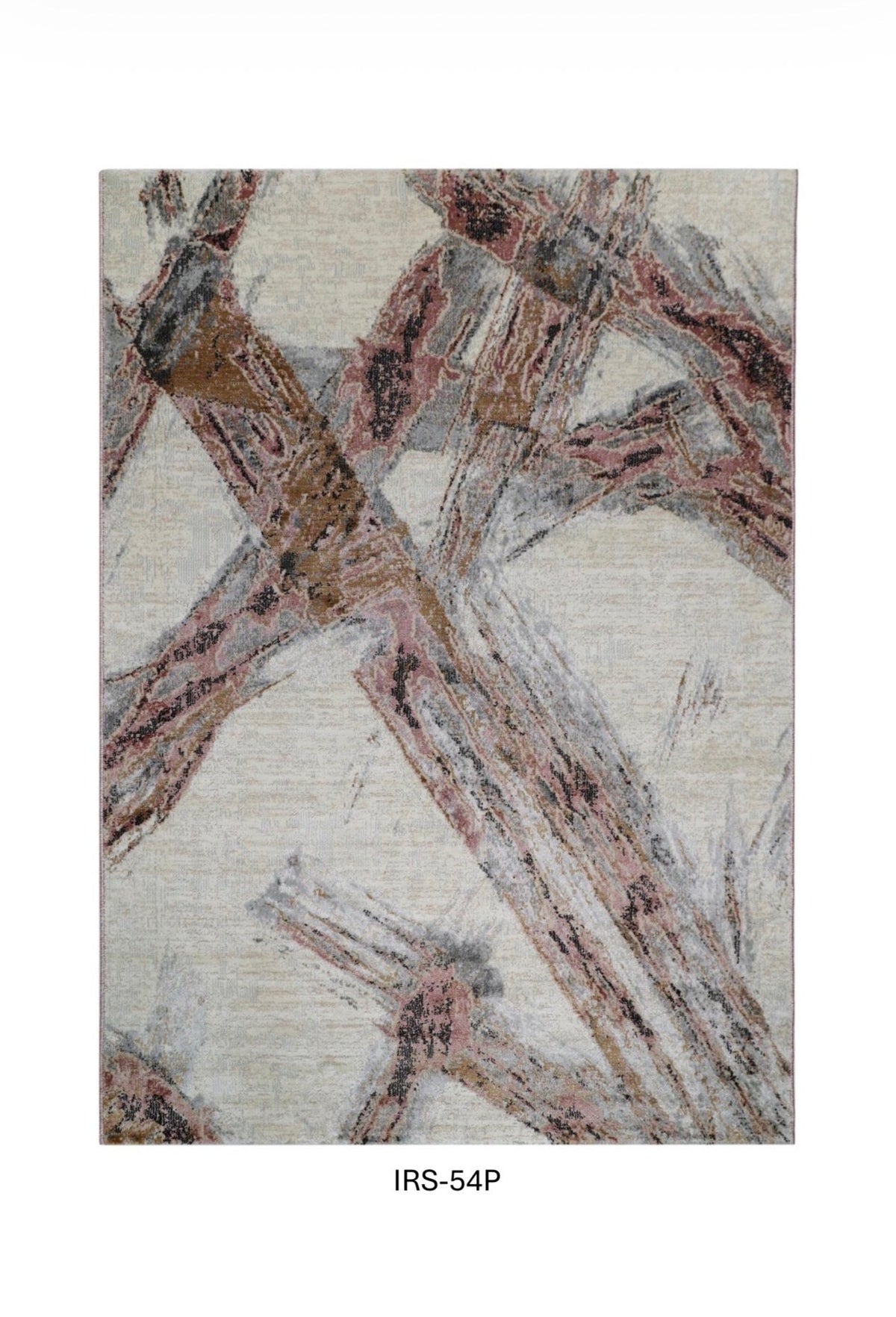 Cream & Pink Abstract Viscose Area Rug with Anti-Skid Backing