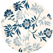 Beige & Blue Floral Multicolor Hand Tufted Round Plush New Zealand Wool Rug