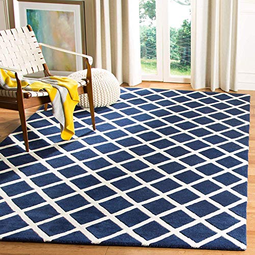 Hand Tufted Blue & White Anti Slip Wool Carpet