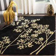 Black & Yellow Floral Hand Tufted Wool Carpet