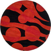 Red & Black Hand Tufted Round Plush New Zealand Wool Rug