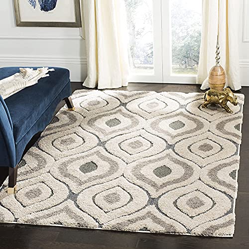 Handcrafted Light Beige & Grey Carpet