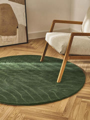 Green Hand Tufted Round Plush New Zealand Wool Rug