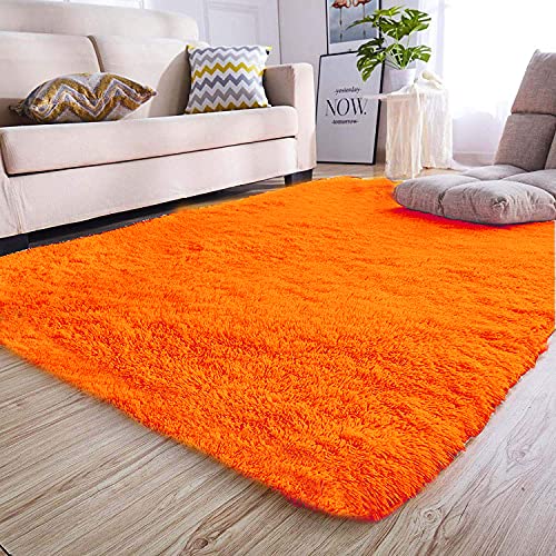 Handcrafted Orange Shaggy Carpet