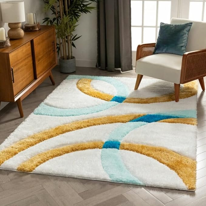 Handcrafted Multicolor Geometric Shaggy Carpet
