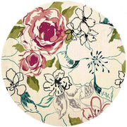 Beige Floral Multicolor Hand Tufted Round Plush New Zealand Wool Rug