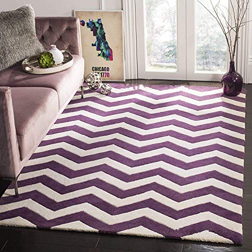 Zig Zag Purple Hand Tufted Wool Rug