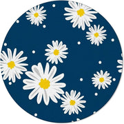 Floral Blue & White Hand Tufted Round Plush New Zealand Wool Rug