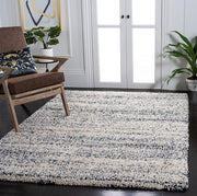 Handcrafted White & Blue Mix Shaggy Carpet