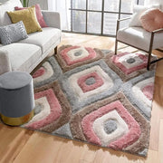 Handcrafted Peach & Grey Shaggy Carpet