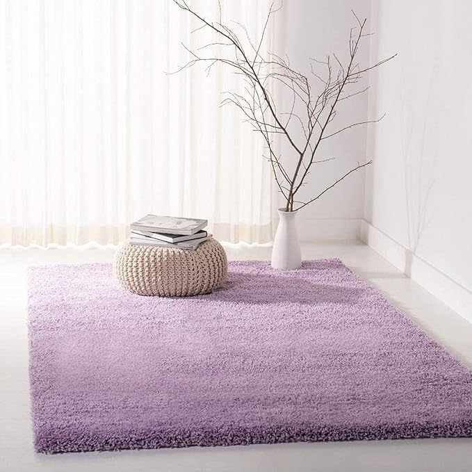 Handcrafted Light Purple Shaggy Carpet