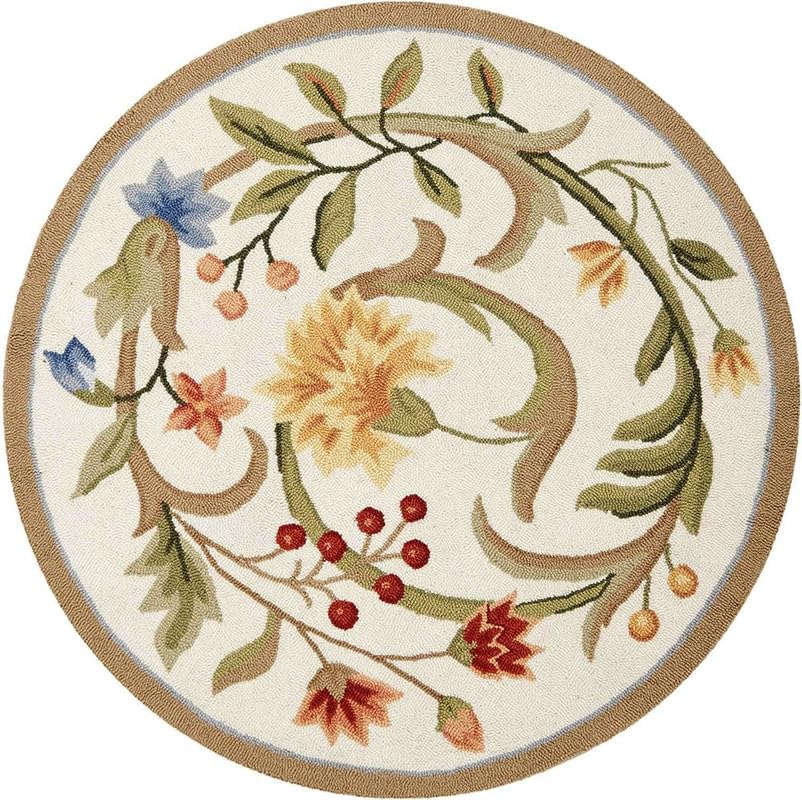 Beige Floral Multicolor Hand Tufted Plush New Zealand Wool Rug
