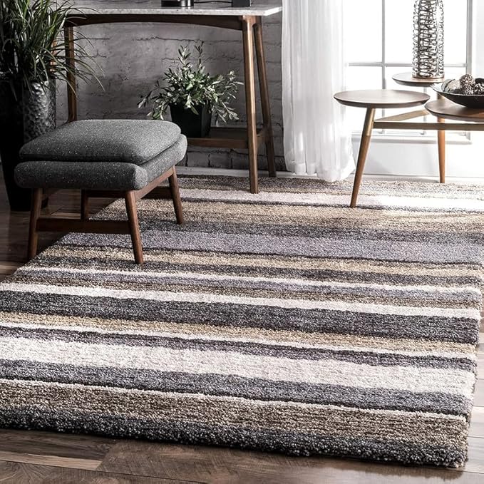 Handcrafted Brown Ombre Shaggy Carpet